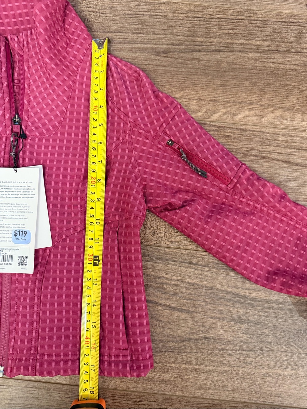 NWT LULULEMON Water-Repellent Grid Fleece Hiking Jacket Sz 2 Raspberry WLDB - Picture 9 of 9